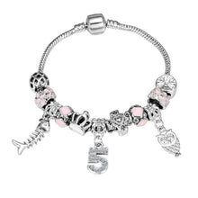 Load image into Gallery viewer, ZOSHI Pink Crystal Charm Silver Bracelets &amp; Bangles for Women With Aliexpress Murano Beads Silver Bracelet Femme Jewelry