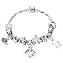 Load image into Gallery viewer, ZOSHI Pink Crystal Charm Silver Bracelets &amp; Bangles for Women With Aliexpress Murano Beads Silver Bracelet Femme Jewelry