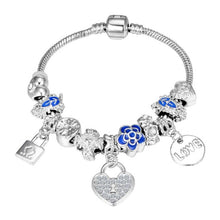Load image into Gallery viewer, ZOSHI Pink Crystal Charm Silver Bracelets &amp; Bangles for Women With Aliexpress Murano Beads Silver Bracelet Femme Jewelry
