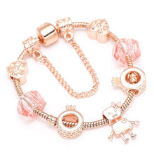 Load image into Gallery viewer, BAOPON New Heart &amp; Key Pendant Rose Gold Color Fine Bracelets &amp; Bangles Ferris Wheel Beads Charm Bracelet For Women Jewelry