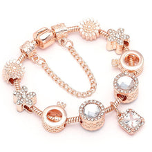 Load image into Gallery viewer, BAOPON New Heart &amp; Key Pendant Rose Gold Color Fine Bracelets &amp; Bangles Ferris Wheel Beads Charm Bracelet For Women Jewelry