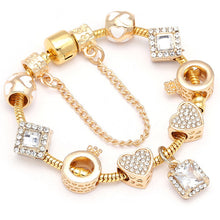 Load image into Gallery viewer, BAOPON New Heart &amp; Key Pendant Rose Gold Color Fine Bracelets &amp; Bangles Ferris Wheel Beads Charm Bracelet For Women Jewelry