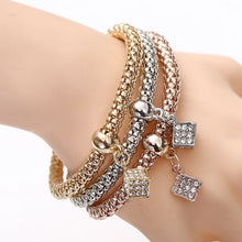 Load image into Gallery viewer, 3 Pcs/Set Crystal Owl Heart Charm Bracelets &amp; Bangles Gold/Silver Alloy Elephant Anchor Pendants Rhinestone Bracelets For Women