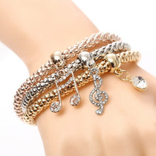 Load image into Gallery viewer, 3 Pcs/Set Crystal Owl Heart Charm Bracelets &amp; Bangles Gold/Silver Alloy Elephant Anchor Pendants Rhinestone Bracelets For Women