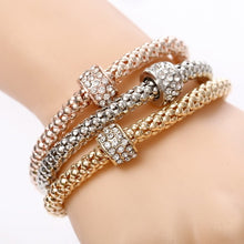 Load image into Gallery viewer, 3 Pcs/Set Crystal Owl Heart Charm Bracelets &amp; Bangles Gold/Silver Alloy Elephant Anchor Pendants Rhinestone Bracelets For Women