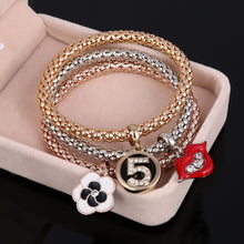 Load image into Gallery viewer, 3 Pcs/Set Crystal Owl Heart Charm Bracelets &amp; Bangles Gold/Silver Alloy Elephant Anchor Pendants Rhinestone Bracelets For Women