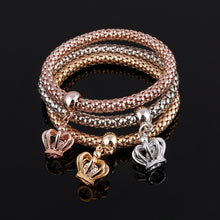 Load image into Gallery viewer, 3 Pcs/Set Crystal Owl Heart Charm Bracelets &amp; Bangles Gold/Silver Alloy Elephant Anchor Pendants Rhinestone Bracelets For Women