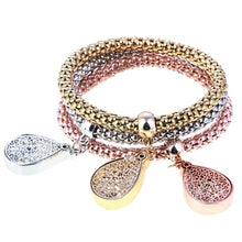 Load image into Gallery viewer, 3 Pcs/Set Crystal Owl Heart Charm Bracelets &amp; Bangles Gold/Silver Alloy Elephant Anchor Pendants Rhinestone Bracelets For Women