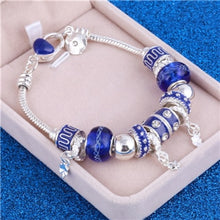 Load image into Gallery viewer, ZOSHI Pink Crystal Charm Silver Bracelets &amp; Bangles for Women With Aliexpress Murano Beads Silver Bracelet Femme Jewelry