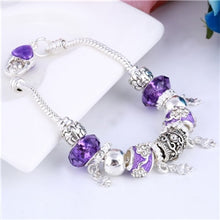 Load image into Gallery viewer, ZOSHI Pink Crystal Charm Silver Bracelets &amp; Bangles for Women With Aliexpress Murano Beads Silver Bracelet Femme Jewelry