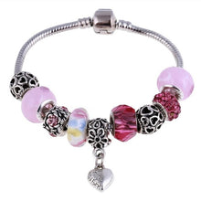 Load image into Gallery viewer, ZOSHI Pink Crystal Charm Silver Bracelets &amp; Bangles for Women With Aliexpress Murano Beads Silver Bracelet Femme Jewelry